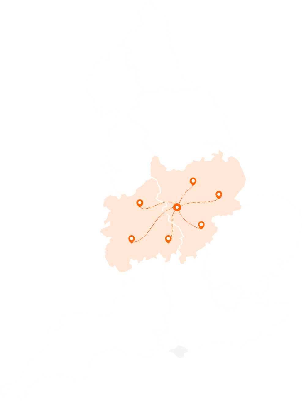 Map showing the areas covered around burton-on-Trent