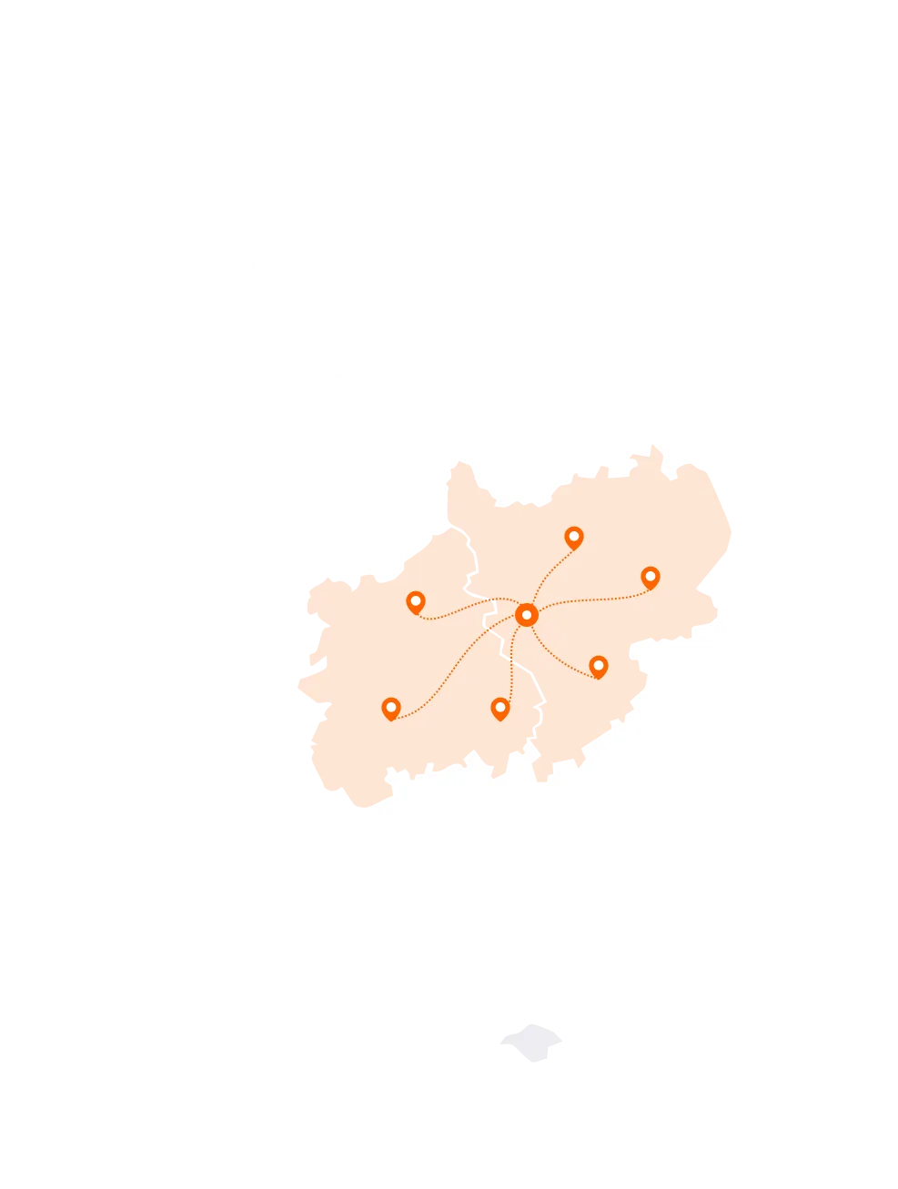 Map showing the areas covered around derbyshire-on-Trent