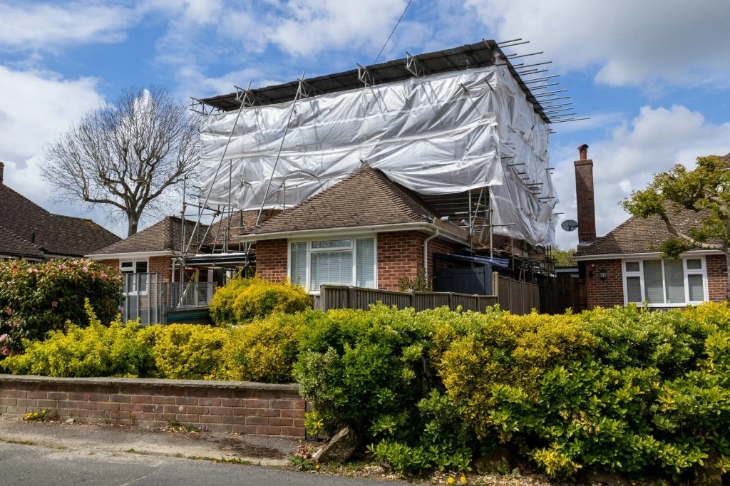 Loft conversion scaffolding and construction by Hallam Headway