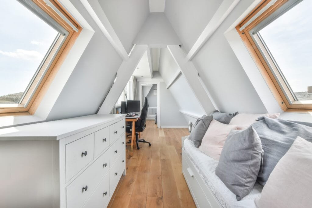 Attic room with white walls